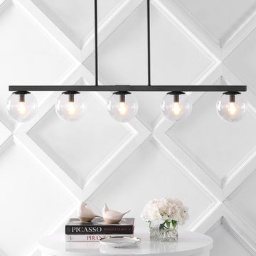 Luca Parisian 45.5" Modern Glam Iron Globe Linear LED Pendant - JONATHAN Y